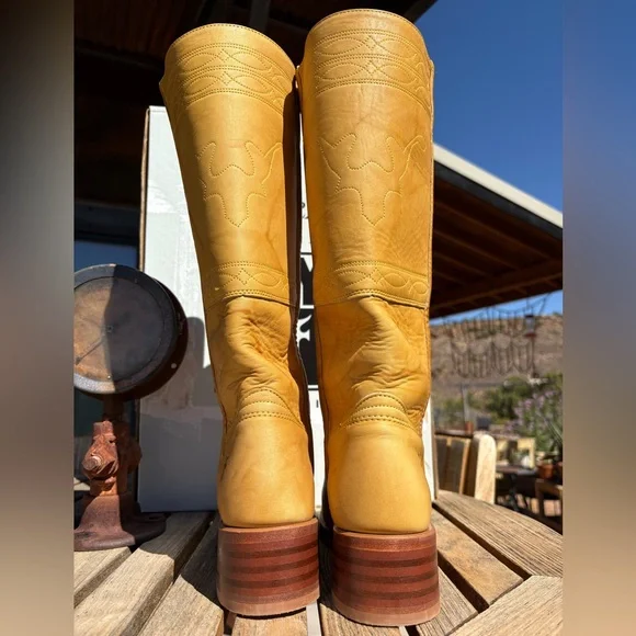 FRYE 🇺🇸 Campus Longhorn Stitch Boots In Banana - Picture 6 of 16